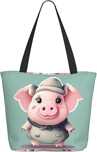 Breaux Lindas bolsas de cerdo, bolsas de mano con estampados, bolsas de compras reutilizables, bolsas de comestibles para mujeres y niñas