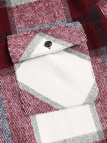 Image of ZAFUL Unisex Plaid Flannel Shirt Jacket Button Down Long Sleeve Pocket Coat Outwear | Mens Fall Clothes Lightweight Long Sleeve Button Down Flap Pocket Jacket Tops for Fall&Winter 2026