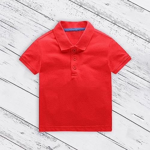 Toddler Boys Girls Classic Pol𝐨 Shirt Short Sleeve T-Shirt Tops Solid Basic Button Up Unifor𝐦 Shirts Cotton Gol𝐟2