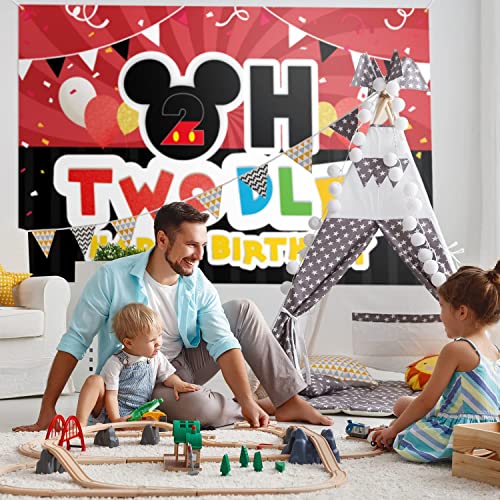 Oh Twodles Backdrop Ickey Ouse 5x3ft Happy 2nd Birthday Ickey Ouse Background For Boys Vinyl