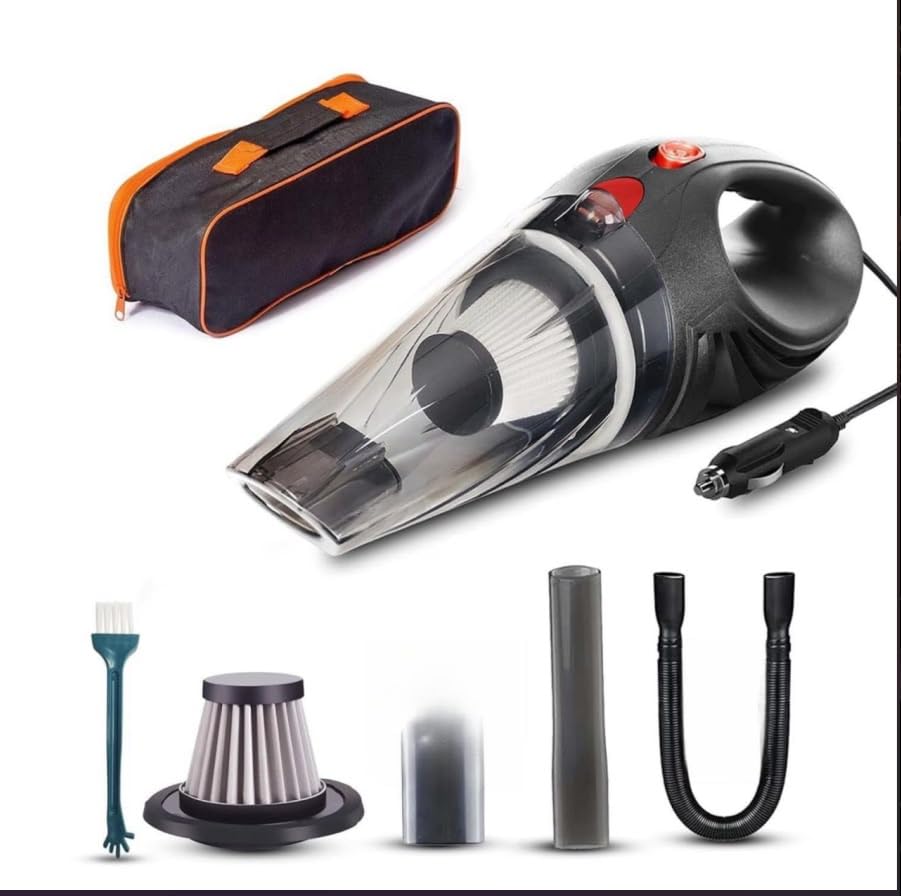 High Power Portable Car Vacuum Cleaner - 12V Handheld Auto Vacuum with Washable HEPA Filter Extension Hose Brush Attachments and Storage Bag for Vehicle Detailing-image-25