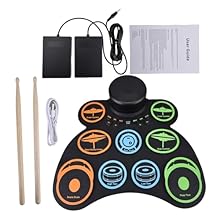 Versatile Learning Tool: Our 9 Drum Portable Drum Pad Kit for beginners and experienced drummers alike. With support for games, it makes learning to play the drums easy and enjoyable. Seamless Connectivity: This electric drum set allows you to connec...