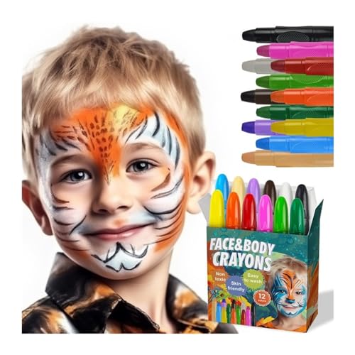 Face Paint Kit 12-color Face Paint Pen, Washable Face and Body Painting, Festive Costume Face Paint Stick Body Paint