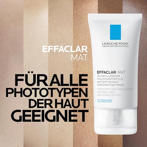 La Roche Posay Mattierende Feuchtigkeitspflege für fettige, unreine und zu Akne neigende Haut, Talgregulierend und porenverfeinernd, Mit LHA und Thermalwasser, Effaclar Mat, 40 ml