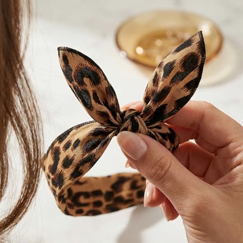 VBNZBK Lot de 3 bandeaux en fil de fer réglables imprimés animal - Élastique oreilles de lapin - Accessoires cheveux – vue 2