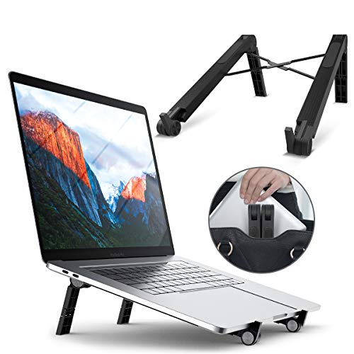 RioRand Laptop Stand Portable Notebook Holder Ventilated Adjustable 3-Level for MacBook and Notebook (Black)