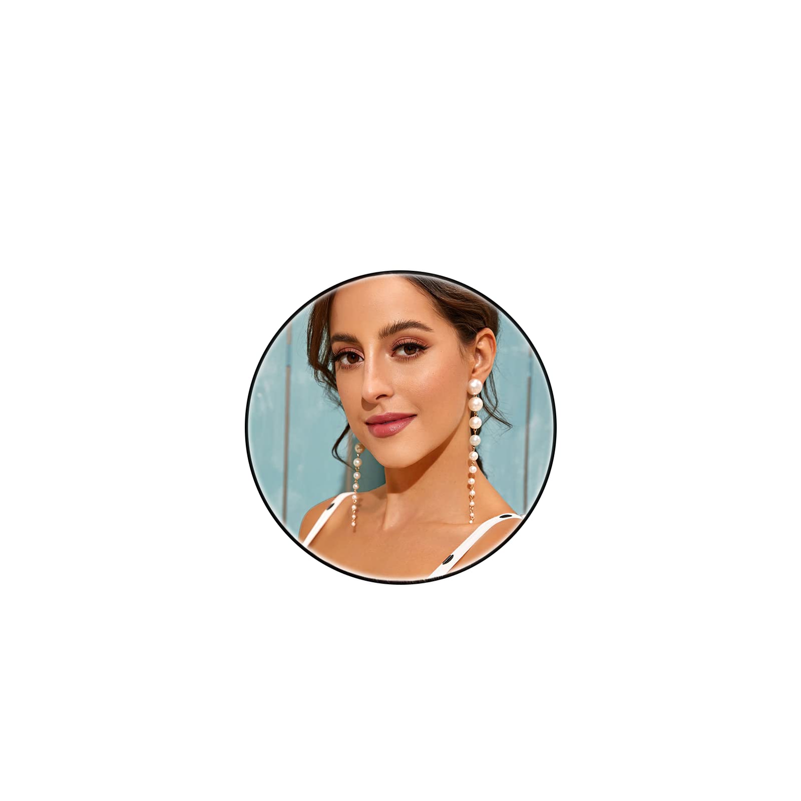 14K Gold Plated Long Pearl Earrings for Women White Pearl Drop Dangle Earring Elegant Wedding Tassel Earrings for Bridal