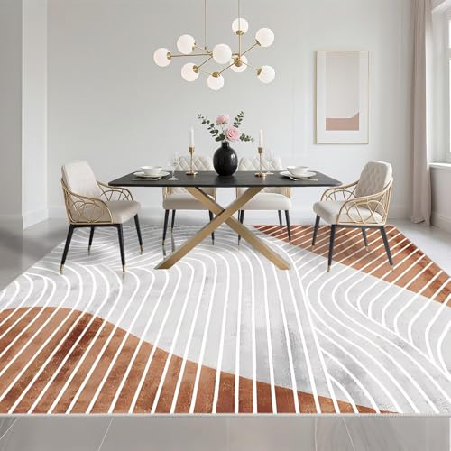 Tapis de salon antidérapant gris-marron 130x200cm sécurisé pour cuisine active - 6