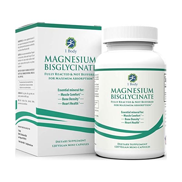 1 Body Magnesium Bisglycinate 100 Chelated Maximum Absorption