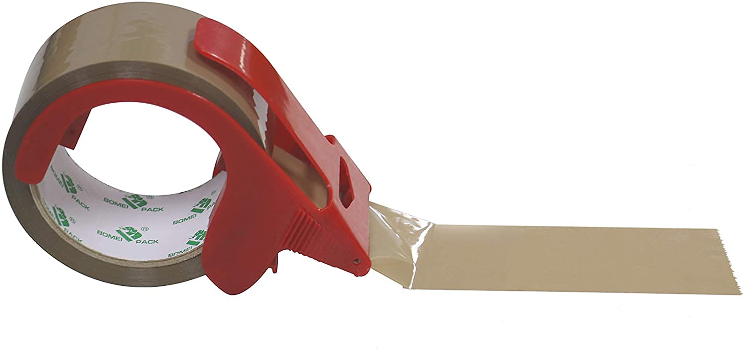 BOMEI PACK Lot de 18 rouleaux de ruban adhésif Marron avec Dérouleur Pour Boîtes et Ruban D'emballage 66m x 48mm