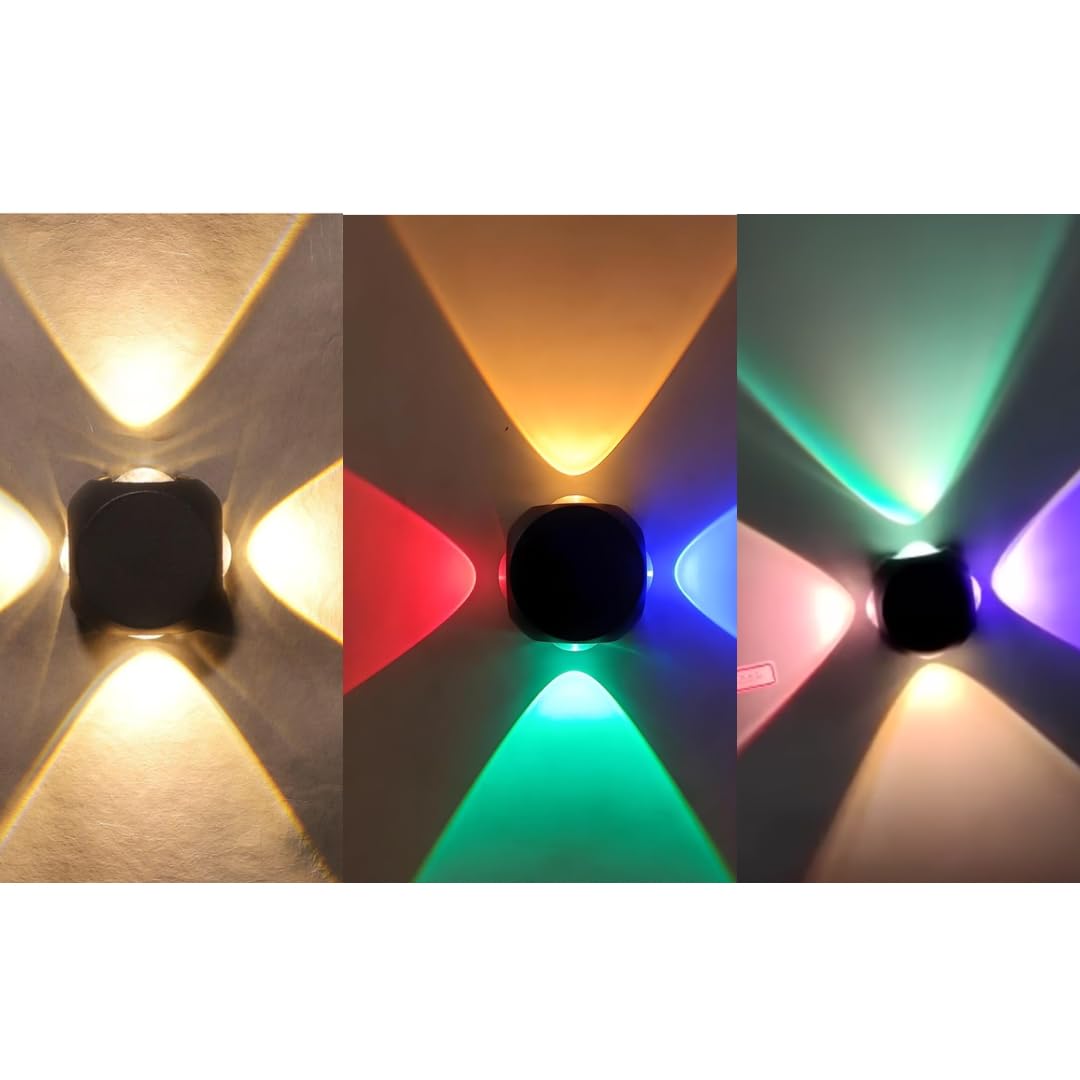 4 Way Wall Light |3 Shot Wall Light(Turn on and Off Switch for Color Change| Multicolor Light for Wall |Waterproof | Up Down Light for Balcony | Outdoor Wall Lights for Garden |Pack of 1|-image-24