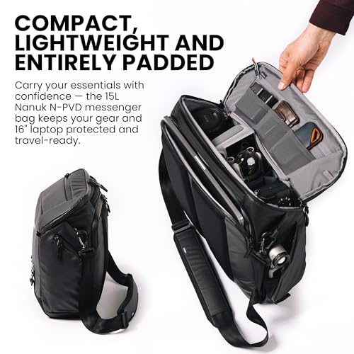 Image of NANUK N-PVD 15L Camera Messenger Bag for Photographers - Lightweight & Hightly Water Resistant - Hardshell Design Fits 1 Camera Body, 2 Lenses, Drone, Tripod, 16″ Laptop, & More