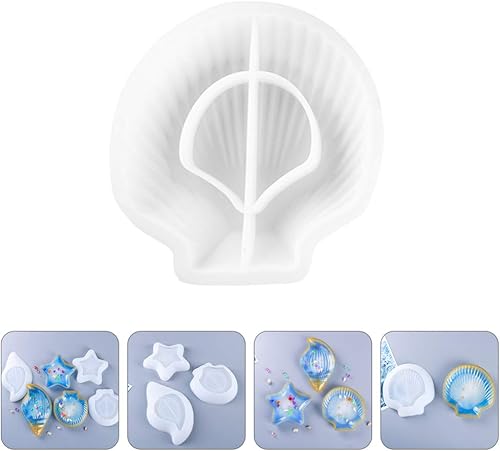 Miniatura 4 de EXCEART Molde de resina de concha de mar, molde de silicona para fondant, organizador de joyas, bandeja de soporte de exhibición de silicona, molde