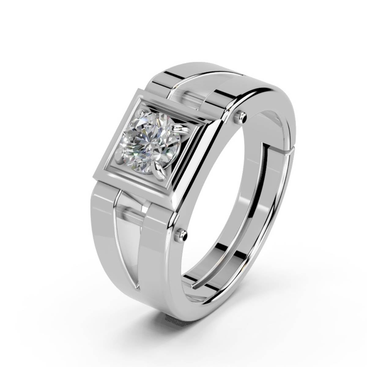 Pure 925 Sterling Silver Ring Rhodium Plated Minimal Jewelry Hallmark with Size Adjustable Birthday Anniversary Gift for Women and Men Couple Rings CZ AAA+ Diamond(Variation-R-06)