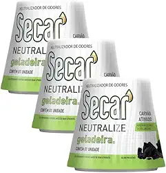 Neutralizador de Odores Para Geladeira Carvão Ativado Natural 38g Duração 60 Dias Elimina Mau Cheiro Peixe Cebola Temperos (3, Neutralize)