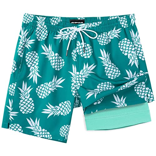 SURF CUZ Mens Swim Trunks with Compression Liner Swim Shorts