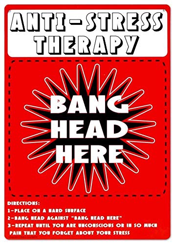 Anti Stress Therapy Bang Head Here Tin Metal Sign bar Retro Wall Decoration Poster Home Club Tavern Wall Door Painting Ornament