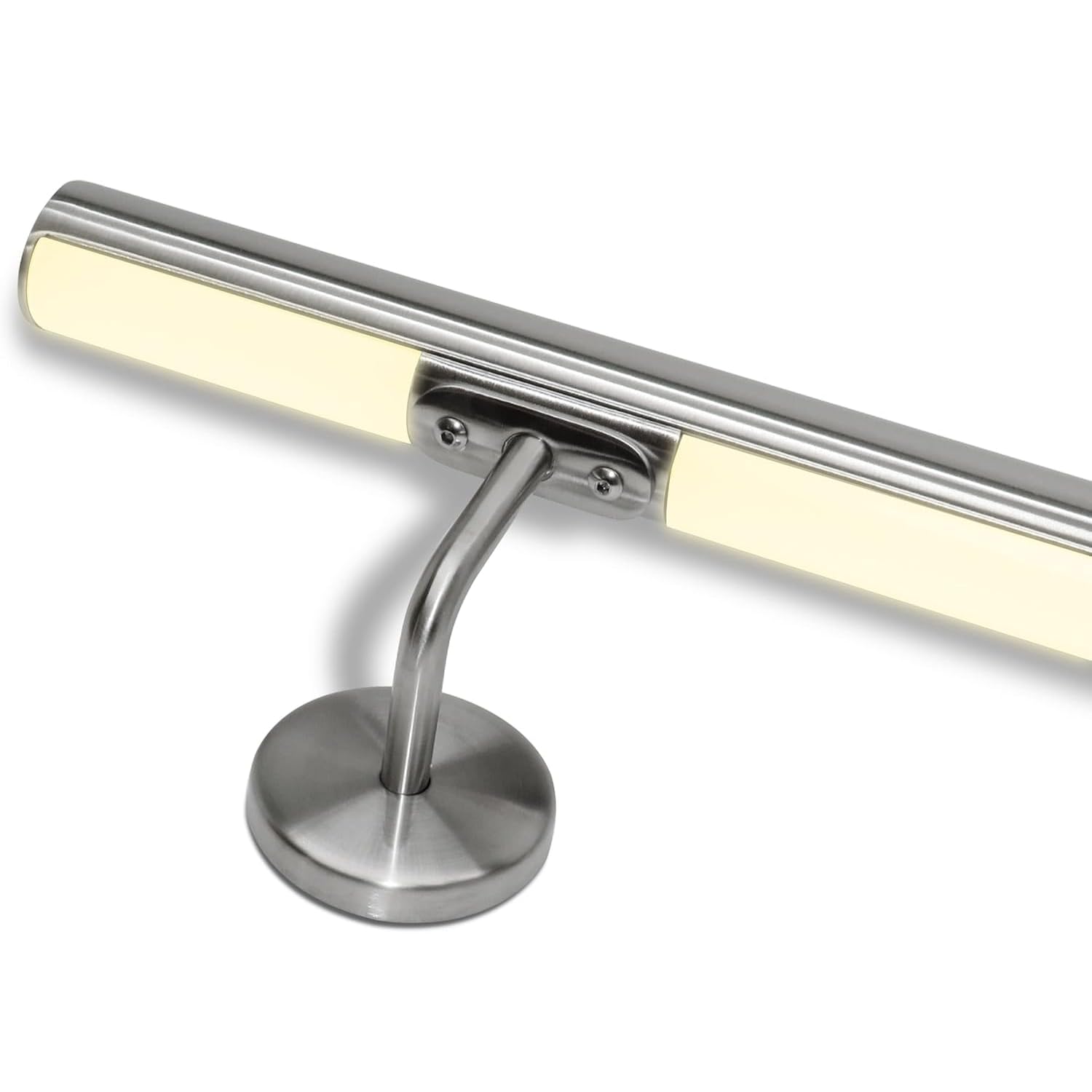 Rampe d'escalier en acier inoxydable avec LED blanc naturel, multicolore, prédisposition LED (190 cm, rampe avec LED lumière chaude 3000 K)