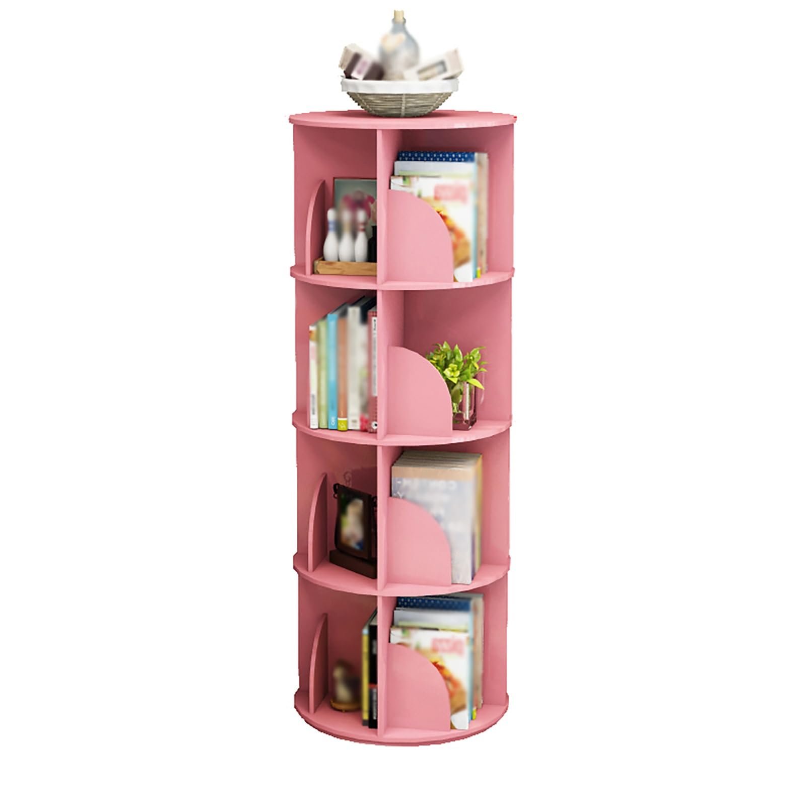 Bibliothèque d'angle rotative rose pour enfants de 40x128 cm