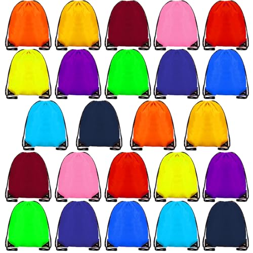 24 Pcs Drawstring Bag Drawstring Backpack Bags for Gym School Travel Picnic Storage Kids Adults Pe Sport String Backpack Gift Bags for Girls Boys