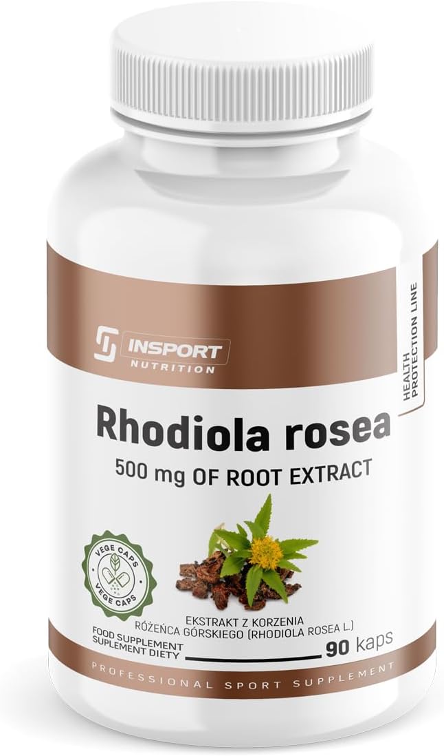 Rhodiola Rosea 500mg – 90 Capsules | Memory & Concentration, Standardized Root Extract 3% Rosavines & 1% Salidrosides – Insport Nutrition