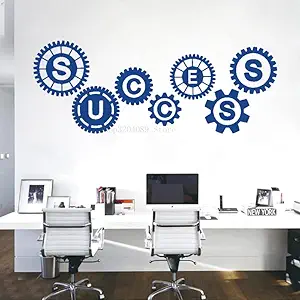 Gadgets Wrap Craetive Success Gears Wall Decal Vinyl Motivational Teamwork Office Space Words Decor Wall Decal Mural Vinyl Sticker (43cm x 110cm)