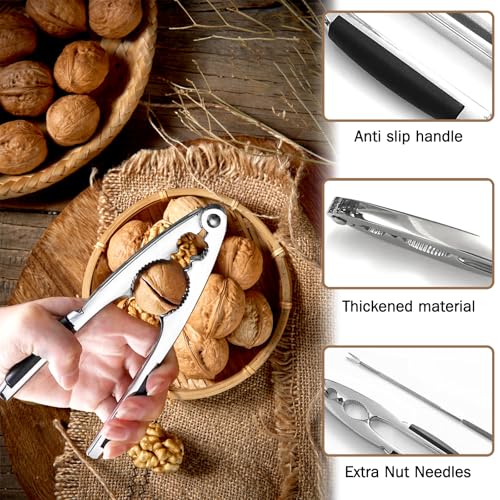 Schiaccianoci Antiscivolo, Acciaio Inox schiaccianoci, Schiaccianoci in Metallo, Noce Pinze, Cracker Sheller, Schiaccianoci con Ago di Granchio, per Noci, Mandorle, Nocciole, Frutti di Mare - immagine 4