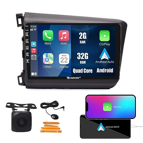 Kunfine Car CarPlay Android Auto Navigation Stereo GPS Radio Reverse Camera Display 9