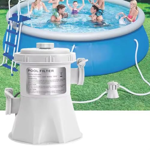 Pool Filter Pump, for Above Ground Cartridge Pool Filter Pump,300 GPH Low Noise Swimming Pool Pump with Hose,Pool Filtration System for Above Ground/Inflatable Pools Effective Cleaning