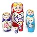 Hotaluyt 5pcs Russian Nesting Matriochka Poupées en Bois Set Fille poupée Peinte à la Main Ornement de bébé Jouet Décor