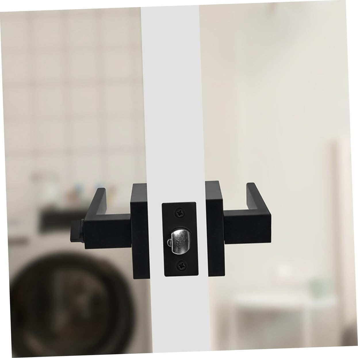 3sets Door Knob Privacy Locking Kit Lever Handle for Bedroom and Bathroom Easy to Install Heavy-Duty Security Black Finish with