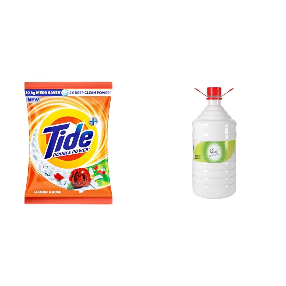 Tide Plus Detergent Washing Powder - 10kg Mega Saver Pack | Jasmine & Rose Fragrance | Removes deep-seated Oil, Gravy, Tea Stains | World's No. 1 Detergent Brand & Amazon Brand - Presto! Phenyl Floor-image-32