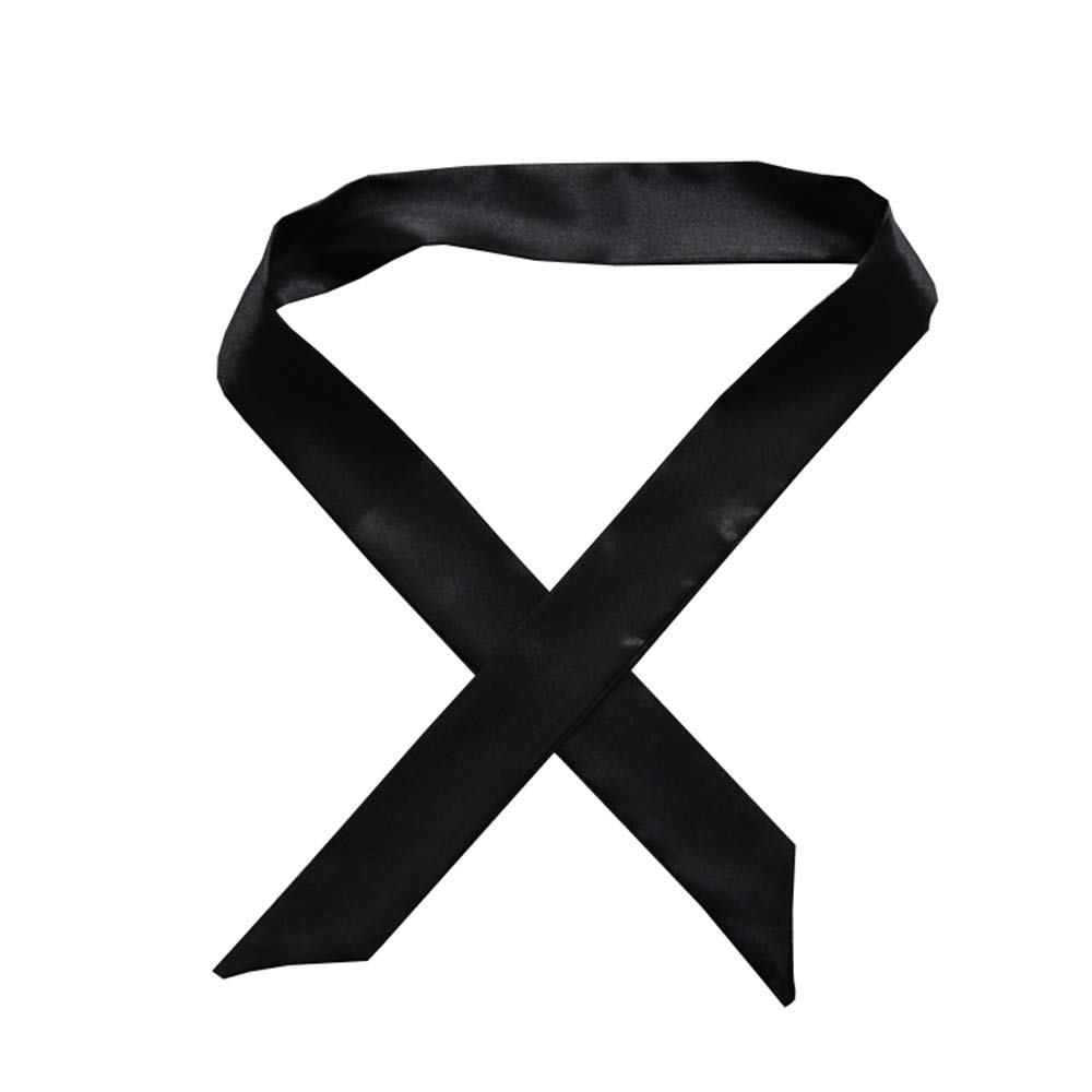 Pañuelo de seda de color sólido, con asa de asa de cinta de seda, bufanda, banda para la cabeza para el cabello, bufanda con asa para el cabello, 4 unidades, Negro -