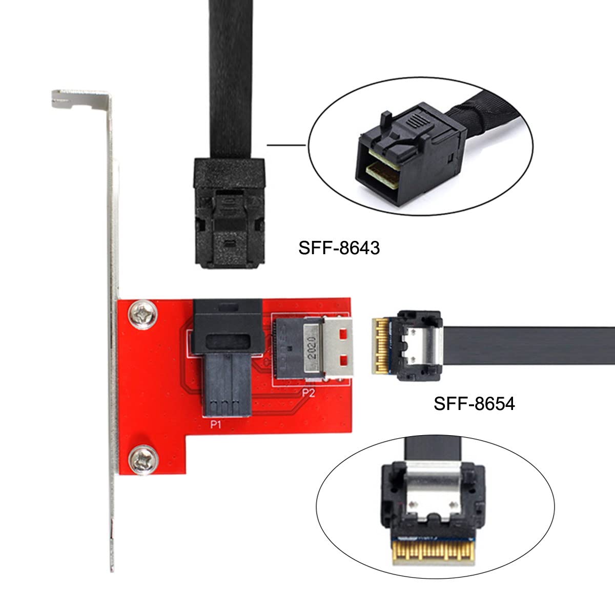 Cablecc PCI-Express 4.0 Slimline SAS SFF-8654 a HD SFF-8643 PCBA Femmina Adattatore con Staffa