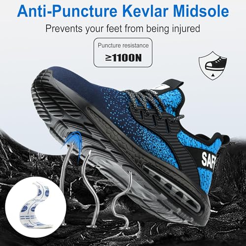 Scarpe Antinfortunistiche Uomo Donna Scarpe da Lavoro Donna Antiscivolo Scarpe Antinfortunistica Anti-Schiacciamento Ammortizzazione Comodo Traspiranti Leggere con Punta in Acciaio Ammorti 38-46 EU