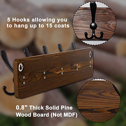 Dseap Coat Rack Wall Mounted - 24" Long 6 Tri Hooks, Heavy Duty Wooden Wall Coat Hanger Coat Hook for Clothes Hat Jacket Clothing, Weathered Yellow and Black by Dseap - Image 8