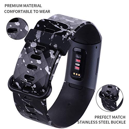 FunBand Compatible with Fitbit Charge 3/Charge 4 Strap Bands,Unique Elegant Floral Pattern Printed Soft Silicone Sport Adjustable Replacement Bracelet for Charge 3/Charge 4 Fitness Activity Wristband - Image 2