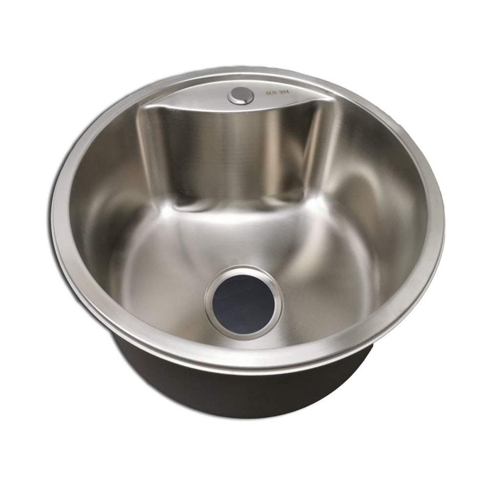 Fregadero De Cocina De Un Solo Tazón Redondo con Kit De Plomería Completo, Escurridor, Desagüe, Instalación Empotrada Bajo Encimera, Fregadero De Servicio para
