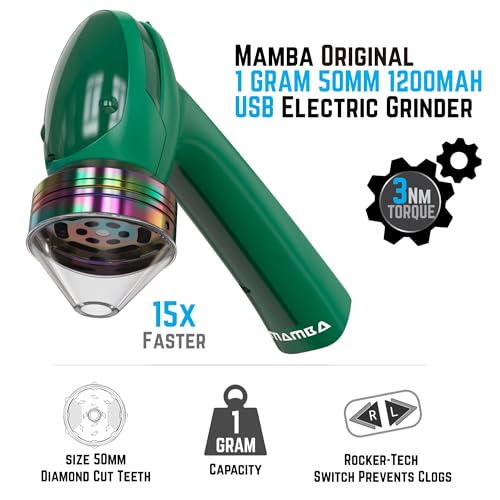 Image of Mamba Grinder Electric Spice Grinders. Easy to Load One-Handed Use 1g USB Rechargeable Mill