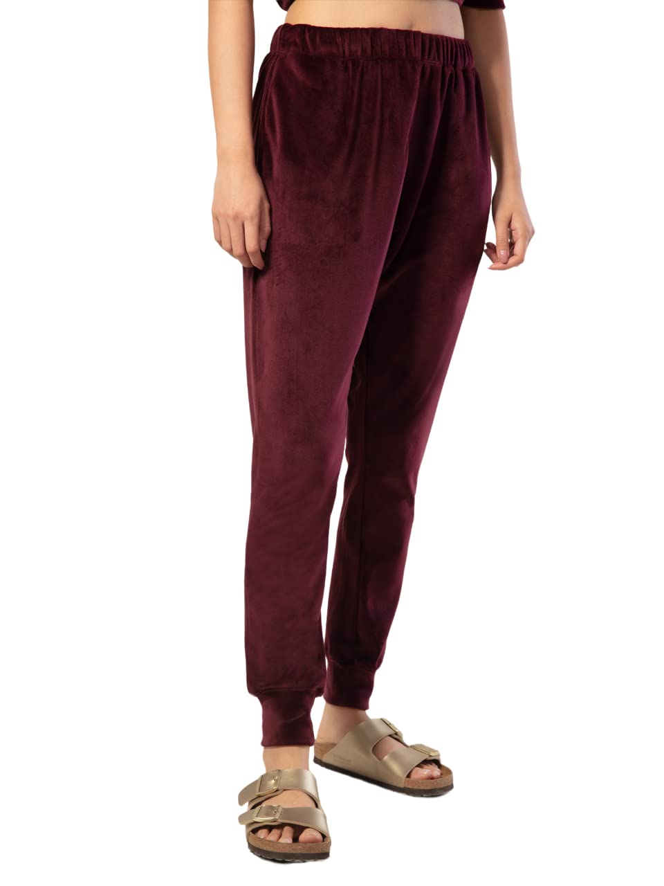 nykd Stylish Everyday Casual Night Wear Solid Velvet Jogger Pyjama/Pajama for Women with Elastic Waist, Pockets, Relaxed Fit - NYS049-picture-30