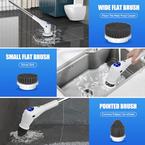 Image of Electric Spin Scrubber for Cleaning Cordless Power Shower Scrubber Bathroom Cleaning Brush for Bathtub Toilet Floor Kitchen Bathroom Essentials Scrubbing Brush