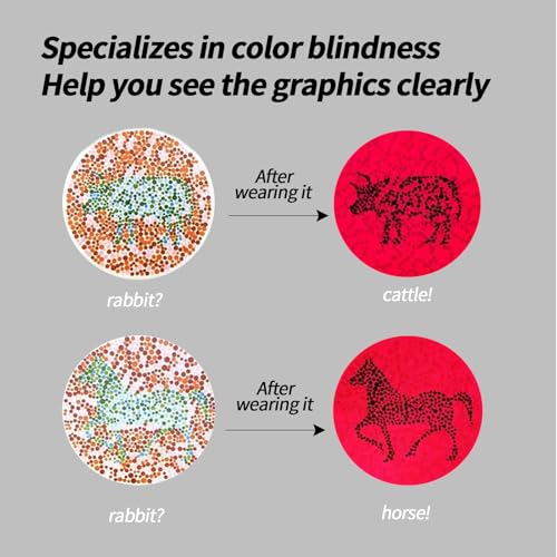 Image of Professional Red /Green Color Blind Glasses for men, Titanium alloy Frame, Lightweight, Black,Indoor /Outdoor use