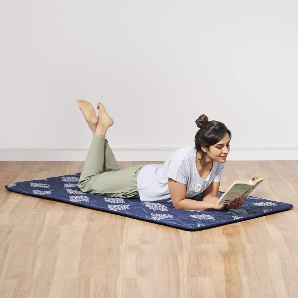 duroflex Flexi - Double Sided Usage Multi-Purpose Travel Friendly, Outdoor Camping, Lightweight, Single Size Soft Foam Slim Roll UP Mattress (78 X 30 X 1 Inches), Blue