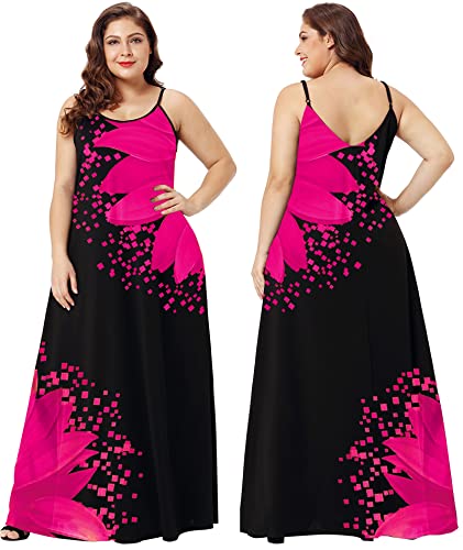 Image of Wolddress Womens Maxi Dress with Pockets 2026 Casual Strap Plus Size Loose Plain Long Office Summer Beach Travel Dresses S-5X