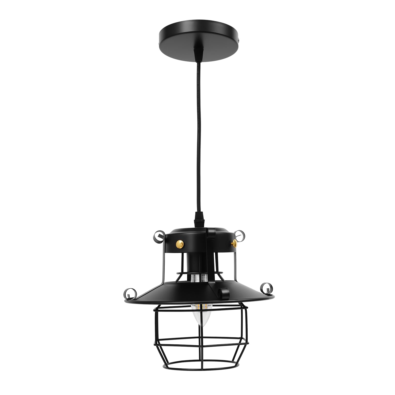 SMTgoo Industrial Cage Pendant Light with E26 Base, Retro Light Fixture Rustic Metal Ceiling Lamp for Kitchen Island, Dining Room, Farmhouse Decor