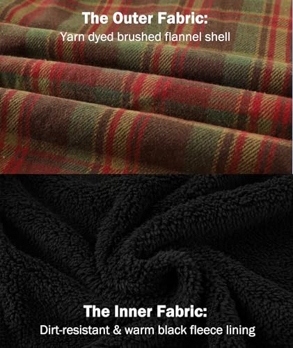 Image of V VALANCH Men's Flannel Shirt Jacket with Hood Fleece Lined Plaid Jacket Zip Up Winter Warm Coat