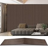 AKK-PANE 吸音パネル 防音パネル 折り畳み式 防音材 【240cm × 60cm / 1.44㎡】 ウッドパネル 吸音材 ウォールパネル 壁材 きゅうおんパネル 防音 壁 居間 寝室 テレビの背景壁 事務所 木製 MDFウッド 環境に優しい素材 DIY 騒音対策 遮音 消音 おしゃれ シンプル インテリア（ディープくるみの木）