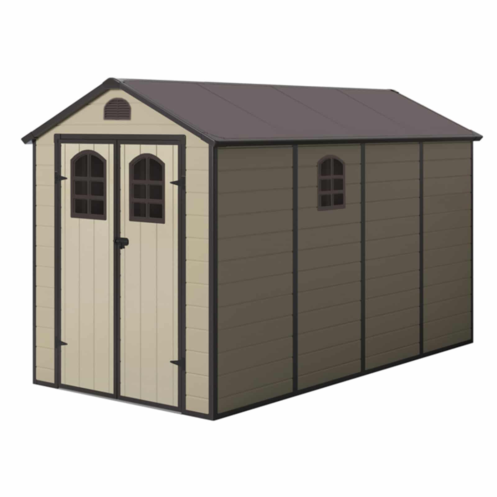 Gardiun Caseta de Resina Alessia C - 6,88 m² 188x366x225 cm con Suelo y Ventanas Beige