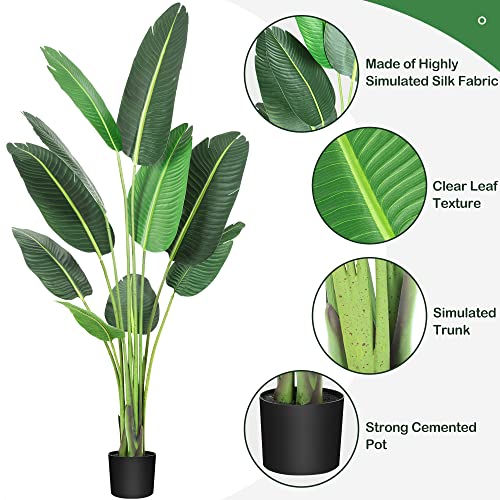 Amyove 5 Ft Artificial Tree Bird of Paradise Artificial Plant Faux Plant Palm Tree Artificial Bird of Paradise Plant for Home Decor Indoor Outdoor Office (60inch, 1 Pack)