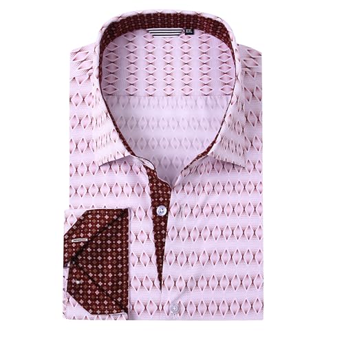 Alex Vando Mens Printed Dress Shirts Long Sleeve Regular Fit Button Down Shirt